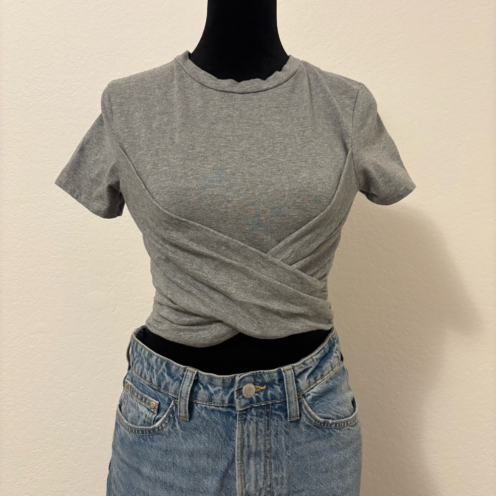 Windsor Gray Wrap Crop Top